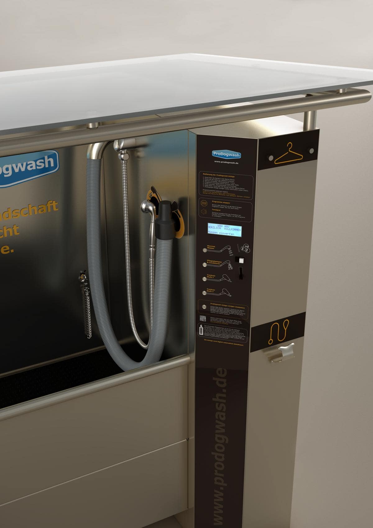 ProDogwash Hundewaschanlage Outdoor Ansicht Programmauswahl